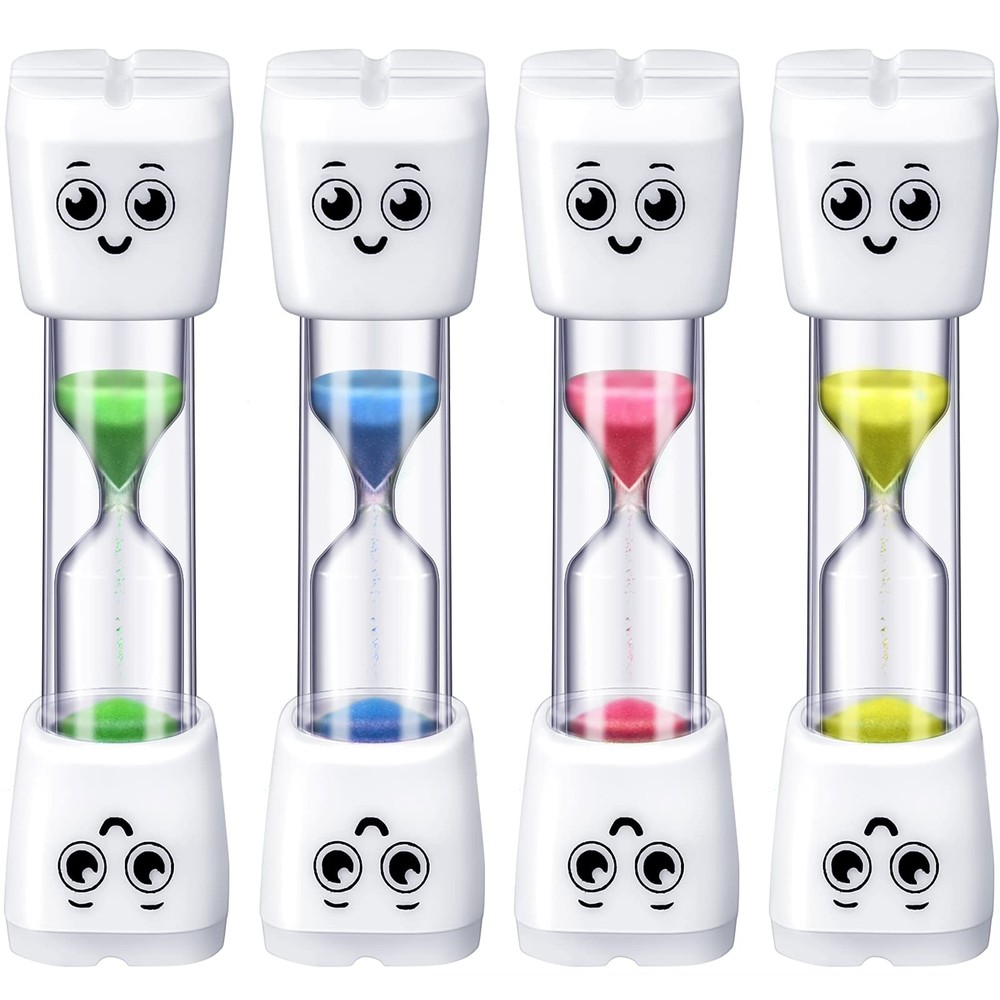 4 Pieces Toothbrush Timer 2 Minute Sand Timer Smile Pattern Tooth Brushing