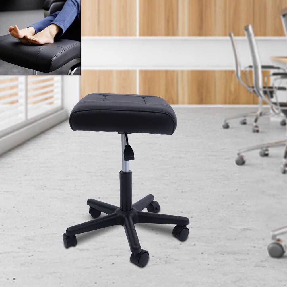 Footstool On Wheels, 15-20'' Adjustable Height, Rolling Stool Foot Rest Stool