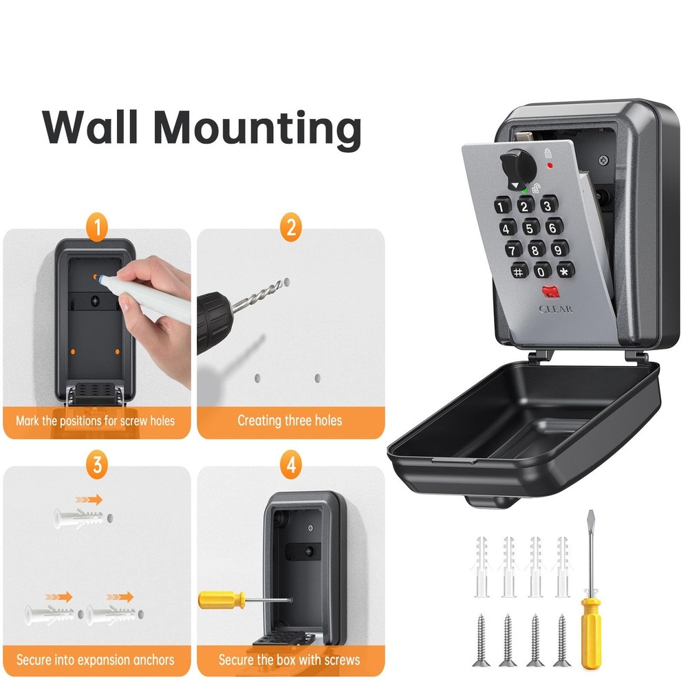 Key Lock Box,Customizable 12-Digit Combination,LockBox for Keys with Resttabl...