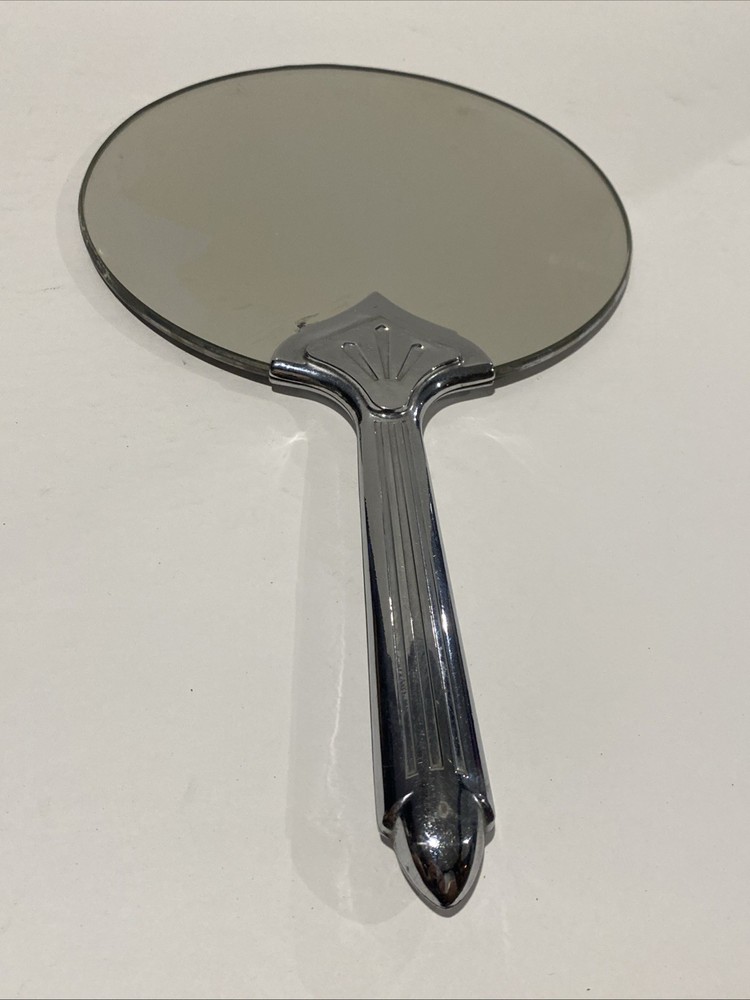 Vintage Silver Tone Hand Held Mirror