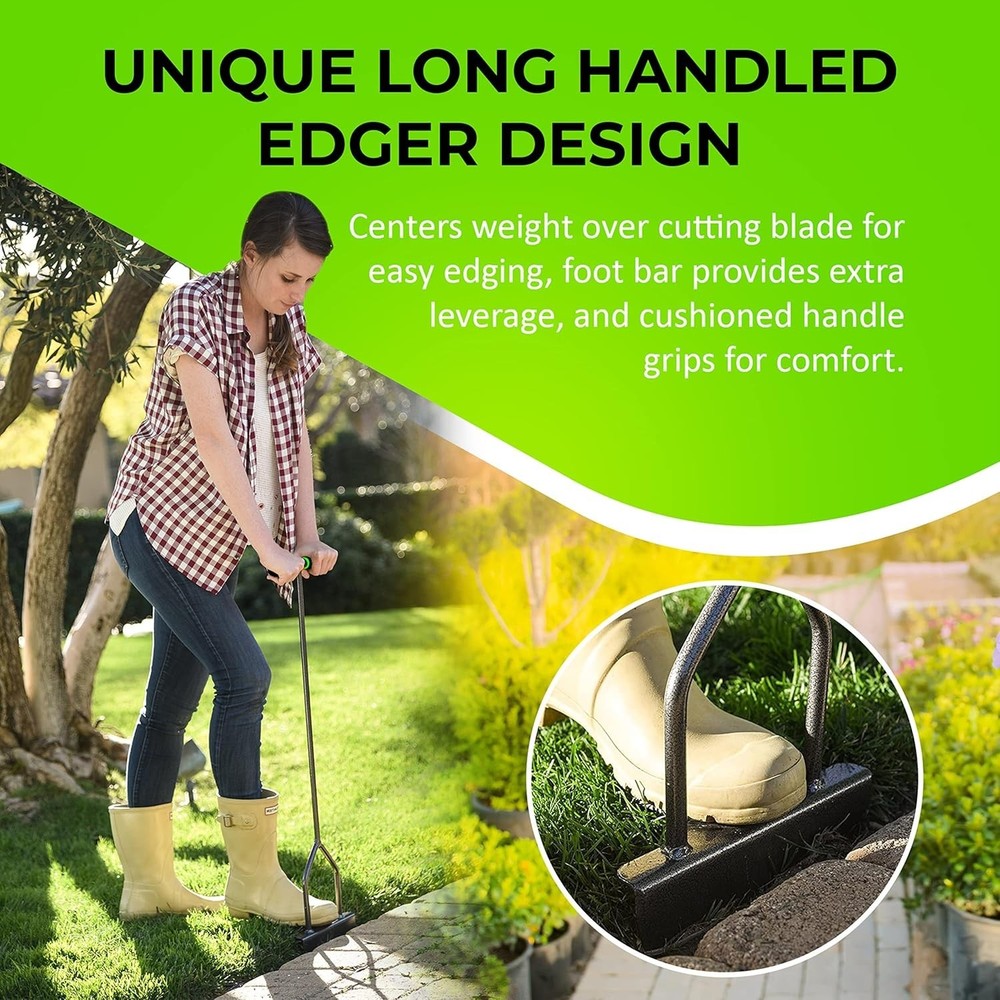 Compact Ergonomic Lawn Edger with Cushioned Handle - Effortless Grass Cutting