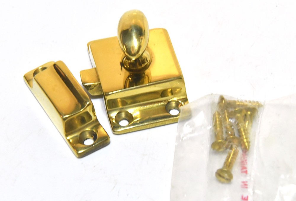 POLISHED BRASS T-HANDLE TURN CABINET SPRING LATCH WITH RECEIVER