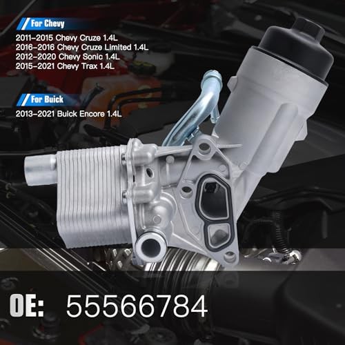 Engine Oil Cooler Filter Housing Assembly Adapter with Gasket, Filter Insert