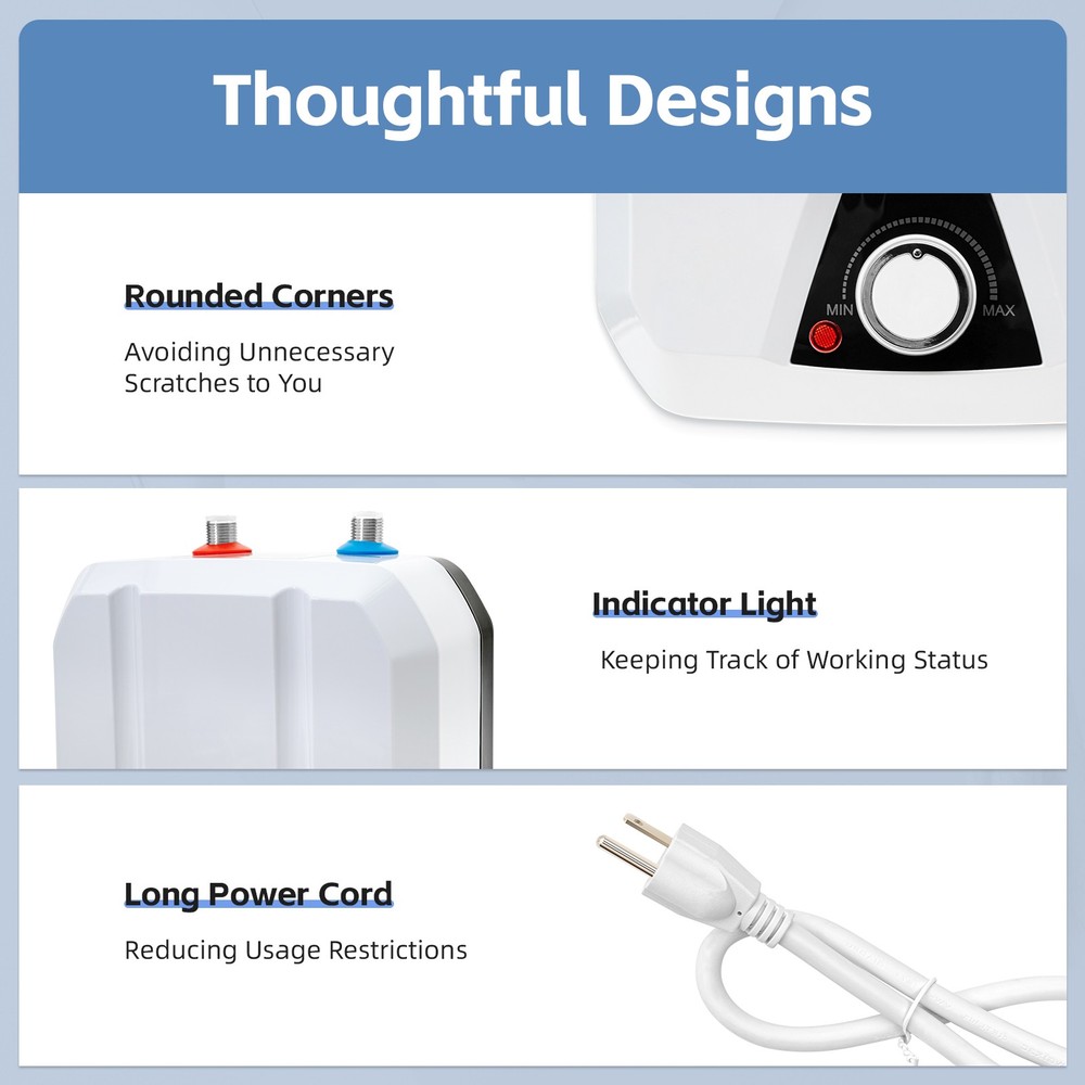 6L Instant Electric Hot Water Heater Compact Mini-Tank Storage RV 110V US