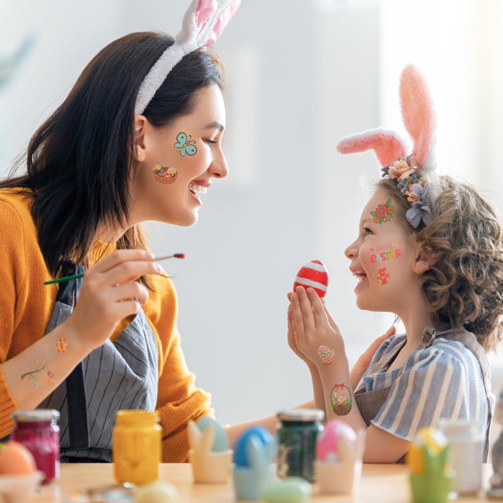 Hamiutci 127Pcs Easter Temporary Tattoos - Multiple Sizes,