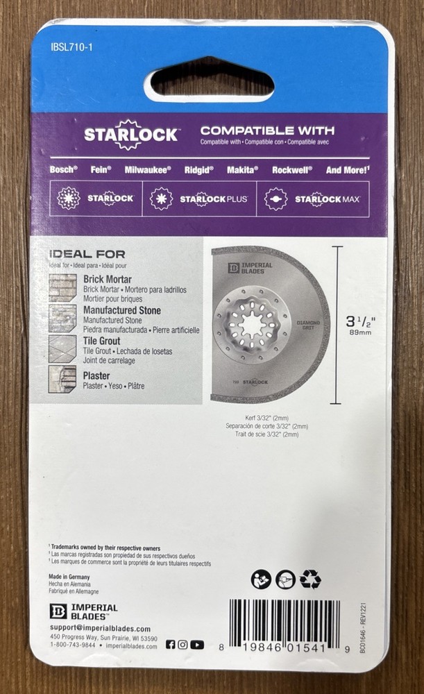 Starlock 3" Diamond Grit Segment Oscillating Multi-Tool Blade, 1PC
