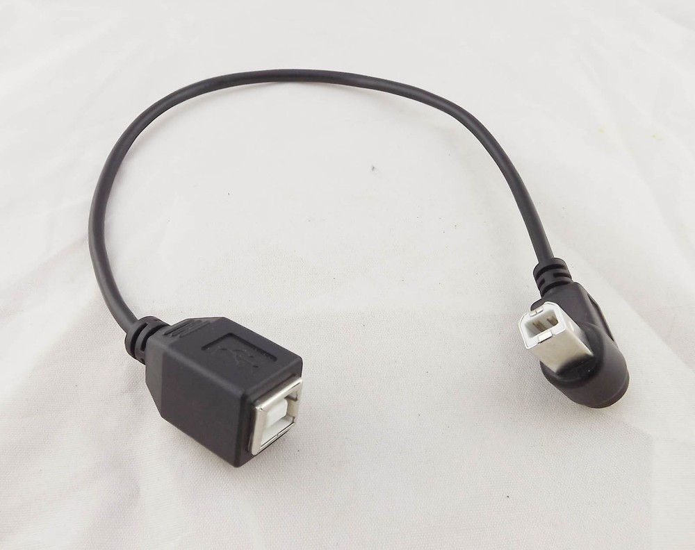 USB 2.0 B Female To Down Angle USB B Male Printer Short Data Cable Adapter 1ft