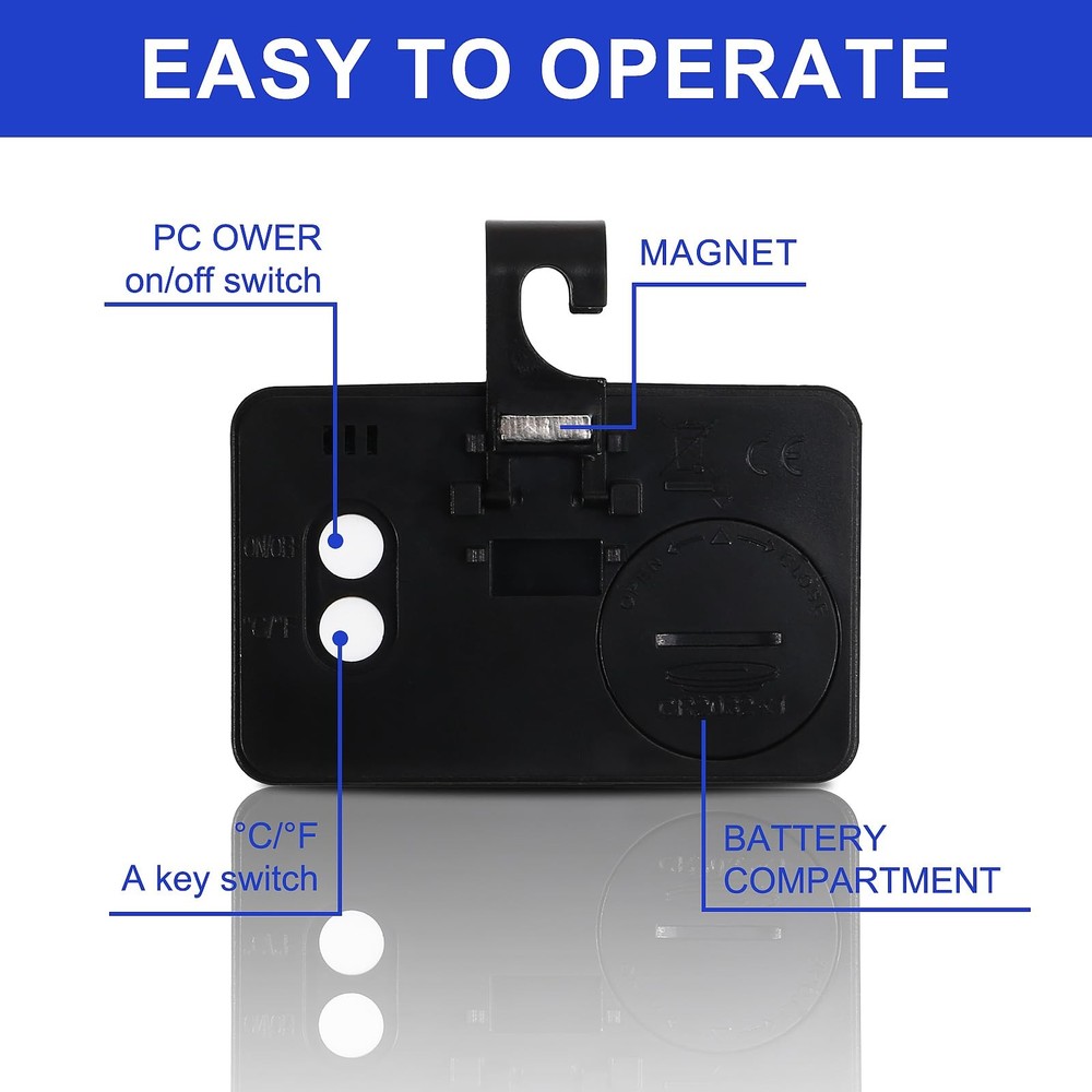 2Pcs Digital Refrigerator Fridge Thermometer Mini Freezer Black