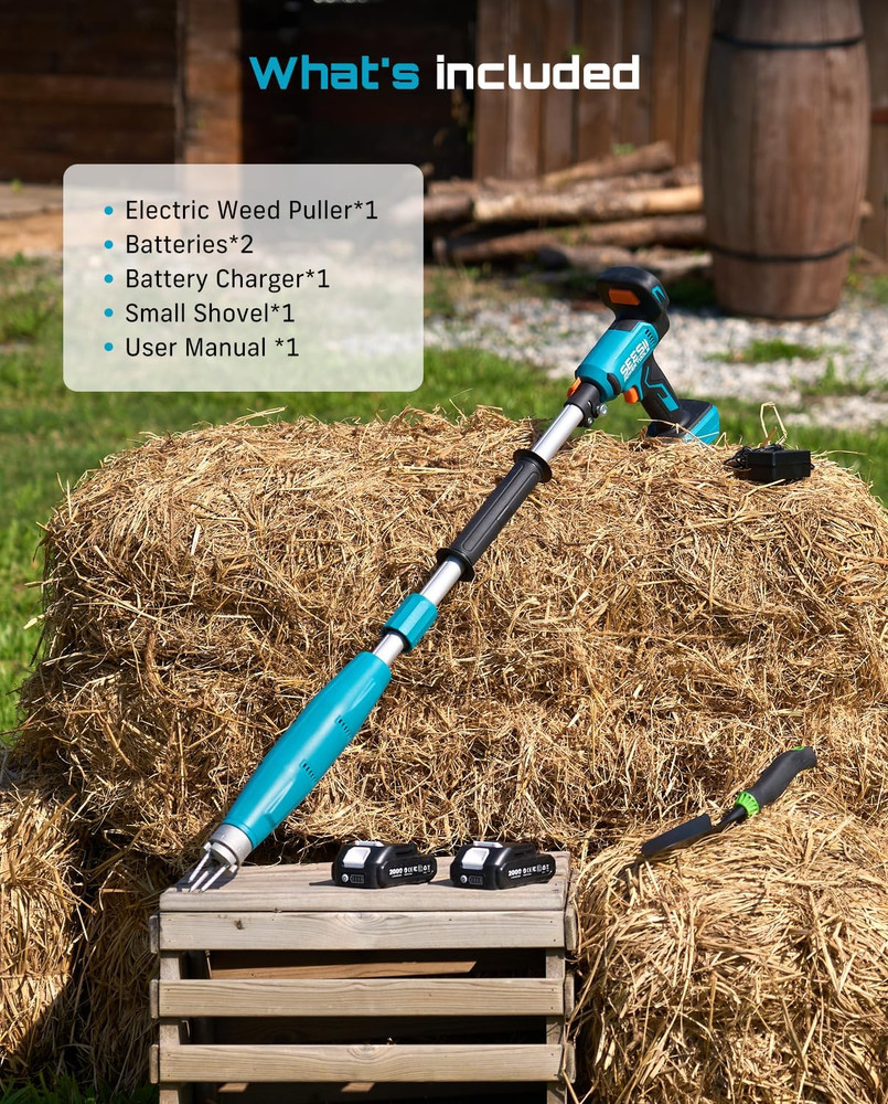 Stand-Up Weed Puller Tool with 40"-47" Adjustable Handle, High-Power 3-Claw Stai
