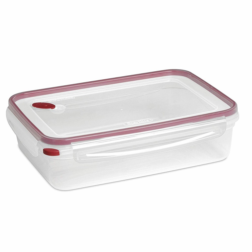 Sterilite Ultra Seal 16 Cup Rectangular Food Storage Containers, Red (4 Pack)