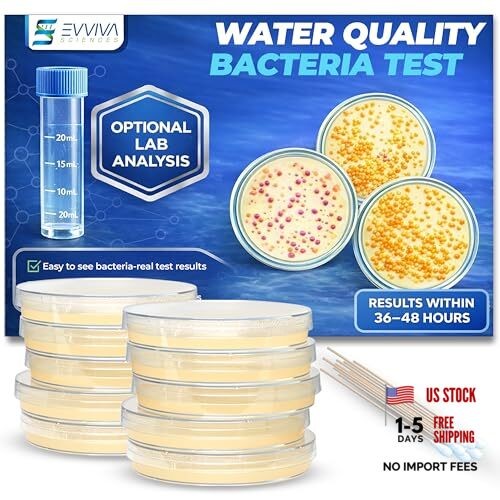 Evviva Sciences Water Bacteria Test Kit – 10 Tests for Total Bacteria,