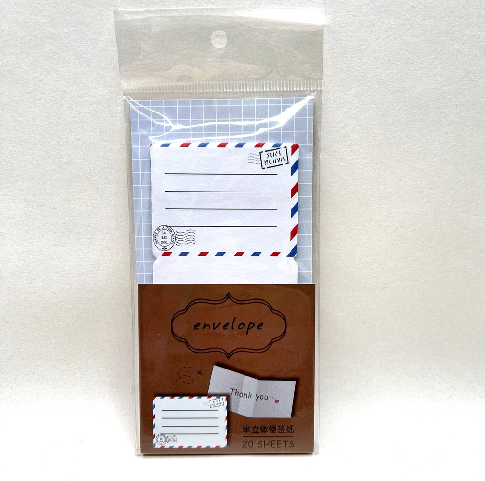 Air Mail Envelope Stand Up Sticky Note Pad School Lunch Notes