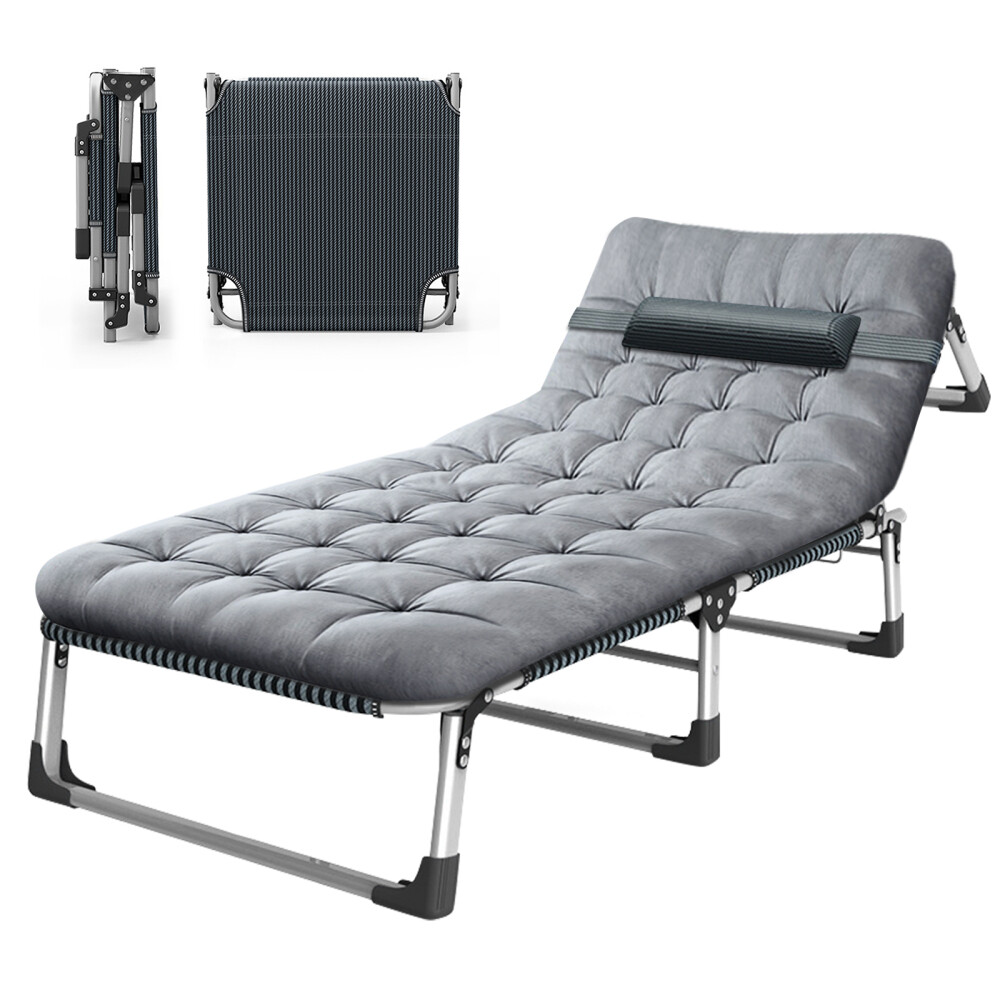 SLSY Adjustable 4-Position Camping Cot Folding Cot Cots for Camping Blue Gray