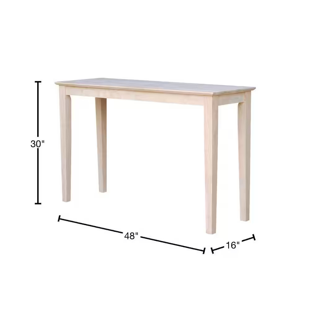 Shaker 48 In. Unfinished Standard Rectangle Wood Console Table