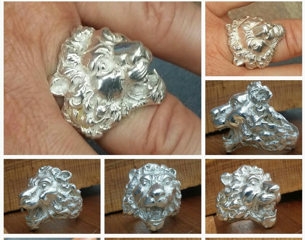 925 MENS SILVER RING SEAL LION SOLID HEAD