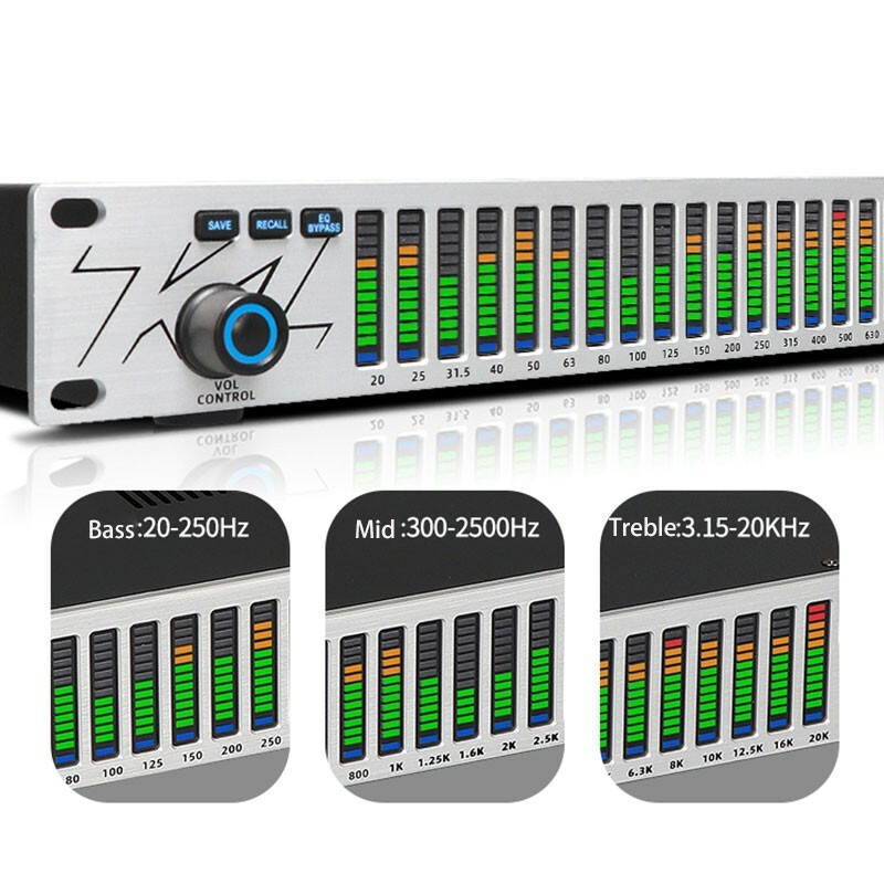 TKL T99 Digital Equalizer EQ Audio Equalizer Spectrum Display Black Panel pe66