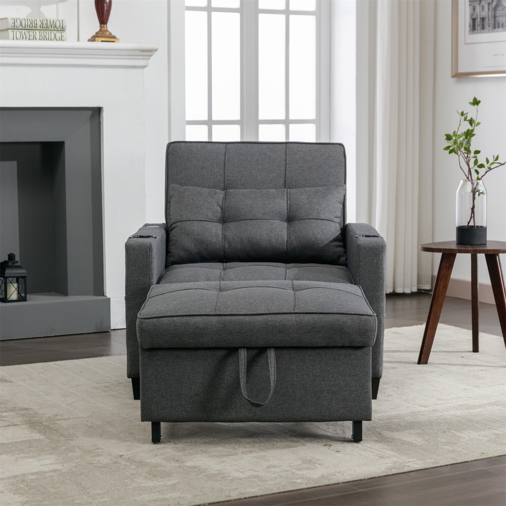 Convertible Sleeper Sofa Bed 3in1 Multi-Functional Folding Sofa Bed w/ USB Port