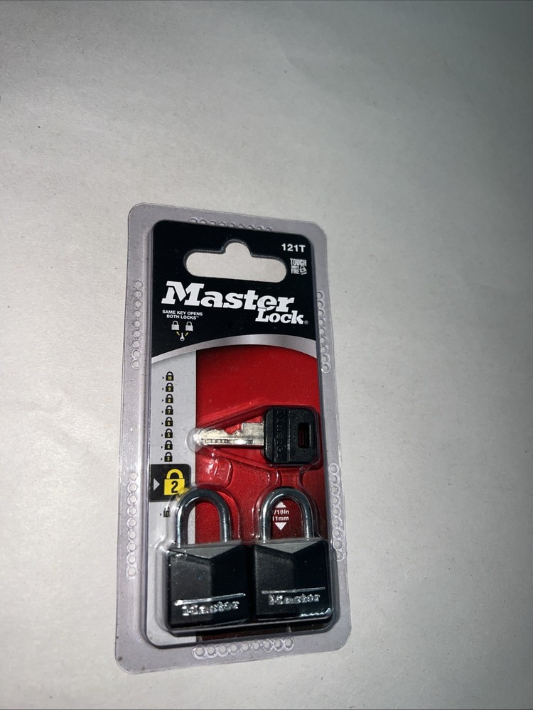 Master Lock Mini Black Keyed Padlock 2 Pack Package Model 121T