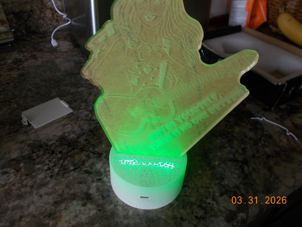 Unused 3D Creative Visualization Lamp Night Light with Remote "Just Be Yourself"