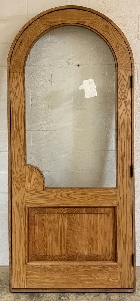 Rustic solid oak lumber arch top door solid wood storybook architectural glass