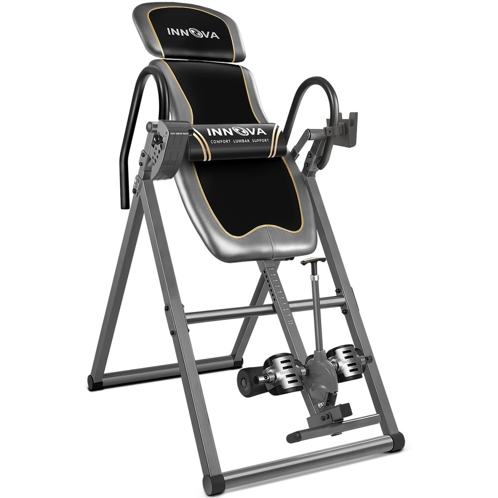 Ergonomic Reversible Inversion Table with Adjustable Headrest and 300 lb Capa...
