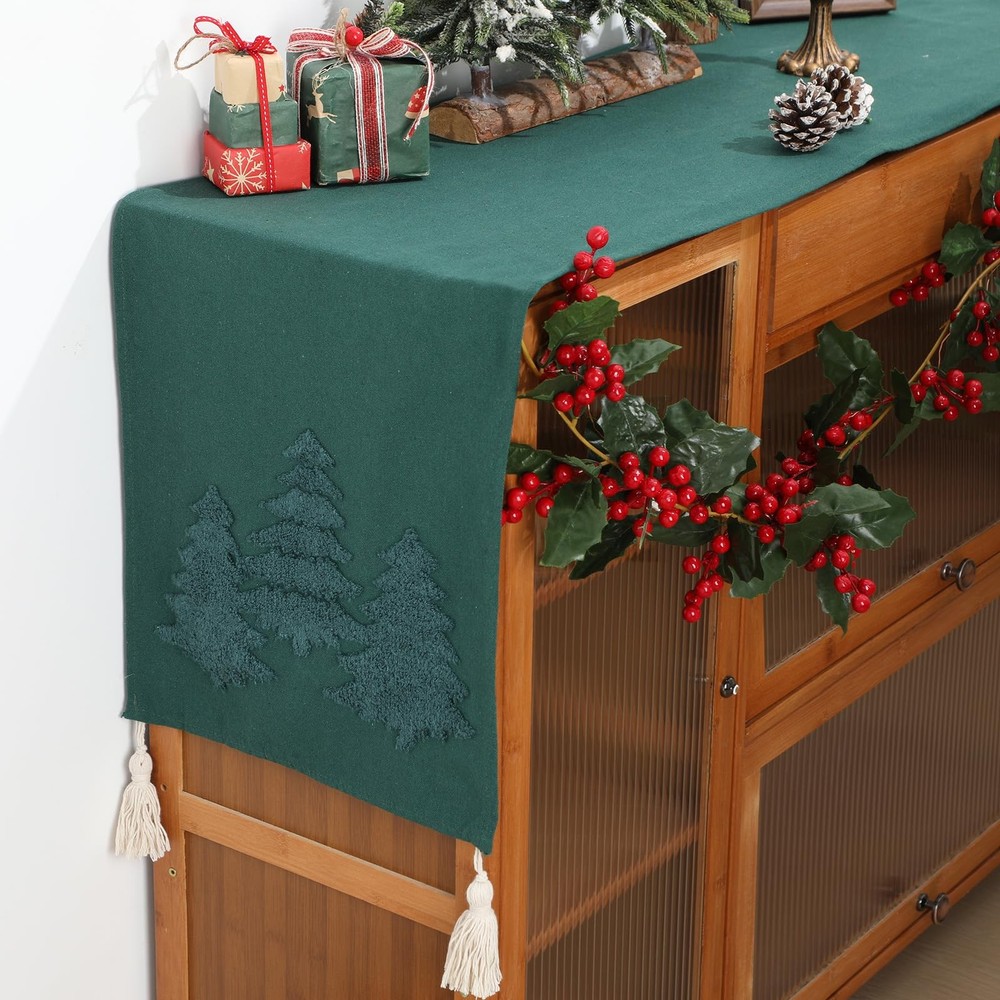Christmas Tree Table Runner Jacquard Christmas Tree Dinner Table Runner Xmas ...