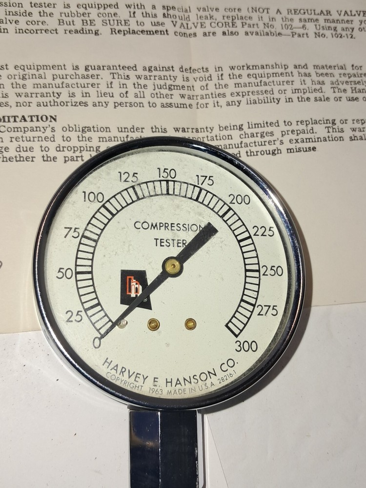 Hanson Model No.5 Compression Tester In Original Box & Paperwork (t)