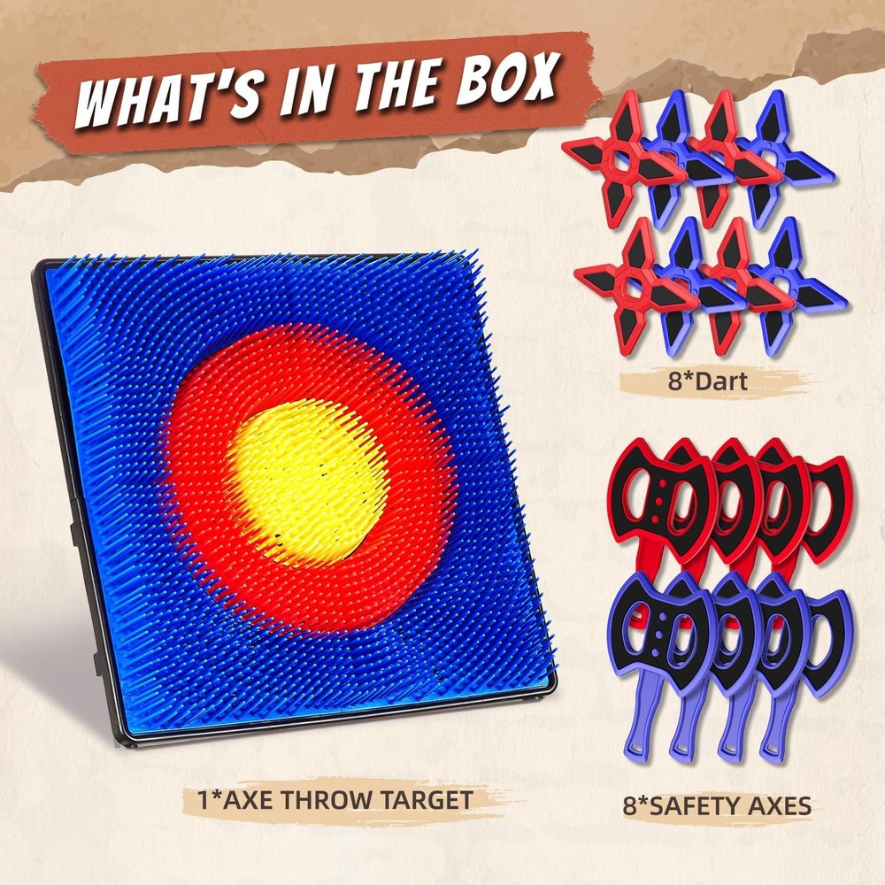 Axe Throwing Game for Backyard, Axe Throwing Target Set with 16 Throwing Axes...