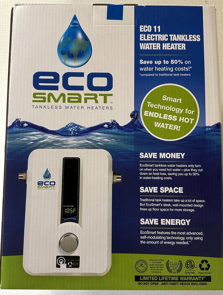 EcoSmart Eco 11 Electric Tankless Water Heater 240V New Still sealed in box.
