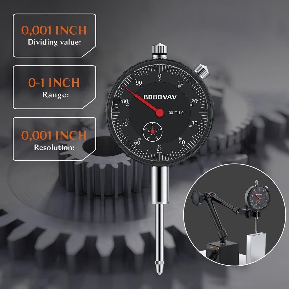 BOBOVAV Dial Indicator with Magnetic Base