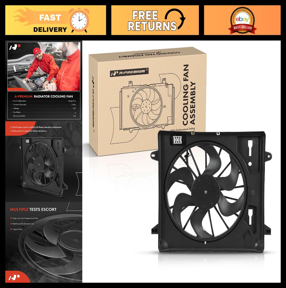 A-Premium Engine Radiator Cooling Fan Assembly Compatible with Select Jeep Model