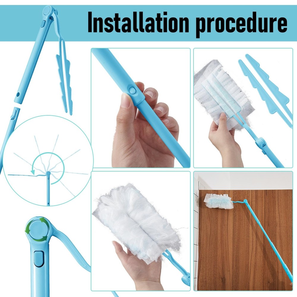 4 Pcs 3 ft Replacement Handles Compatible with Duster Refills, Extendable Lon...