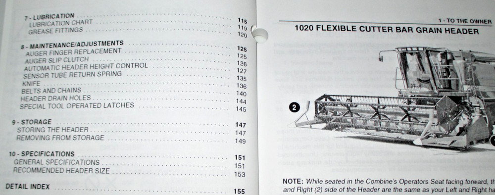 *Case IH 1020 Grain Header Operators/Maintenance Manual 87520540 ORIGINAL! 2006