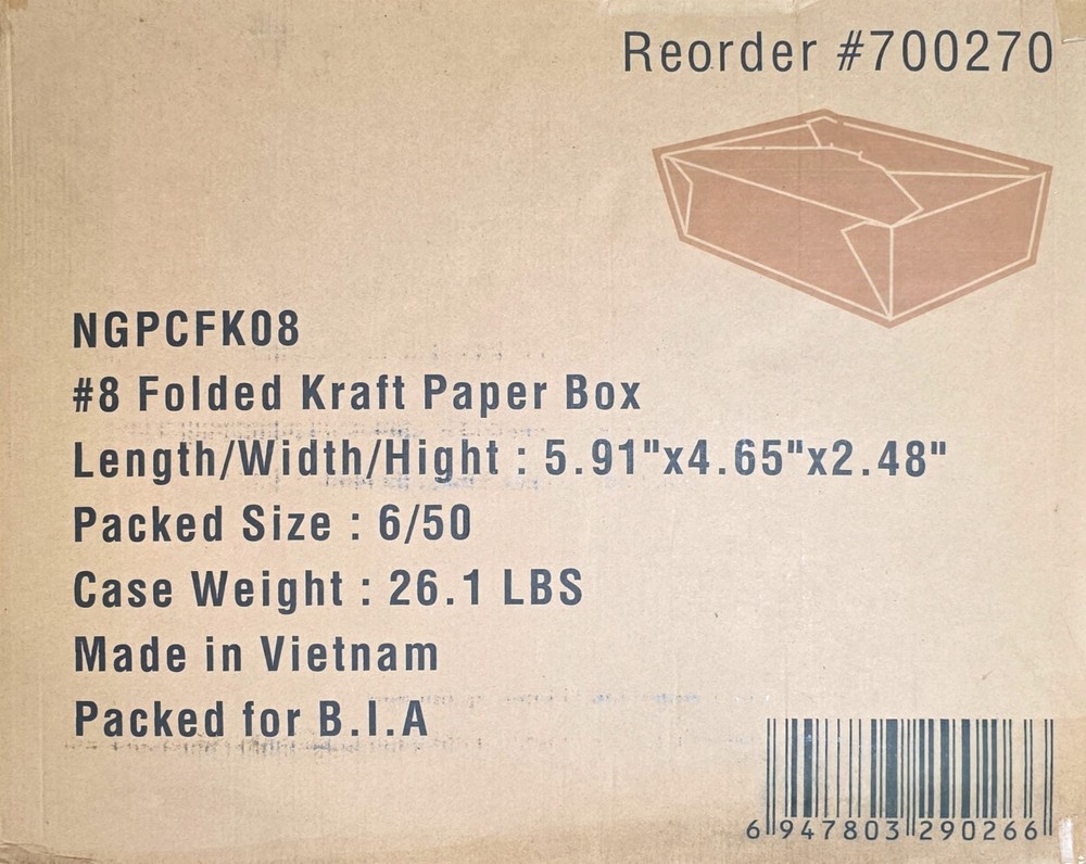 Kraft Take-out Box, Paper, 300/Case