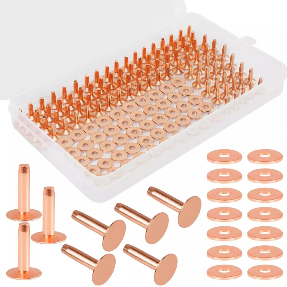 77set/pack Concise 2-size # Copper Rivets&Burrs For Home DIY Leather Working
