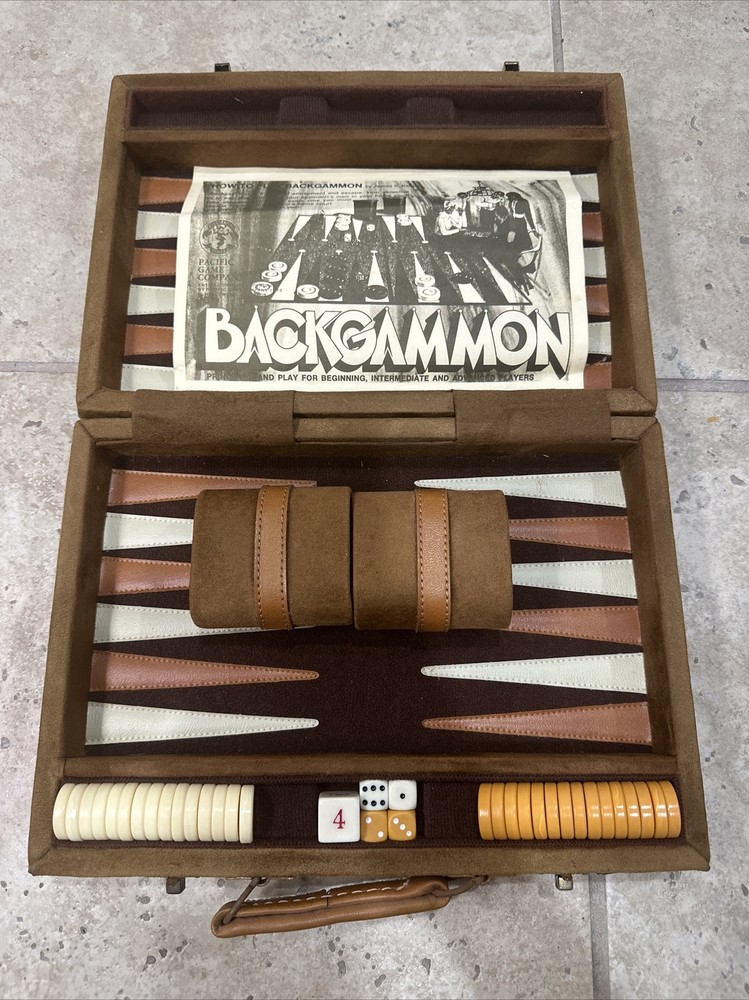 Vintage 1973 Pacific Game Co. Backgammon Set Game Board Case