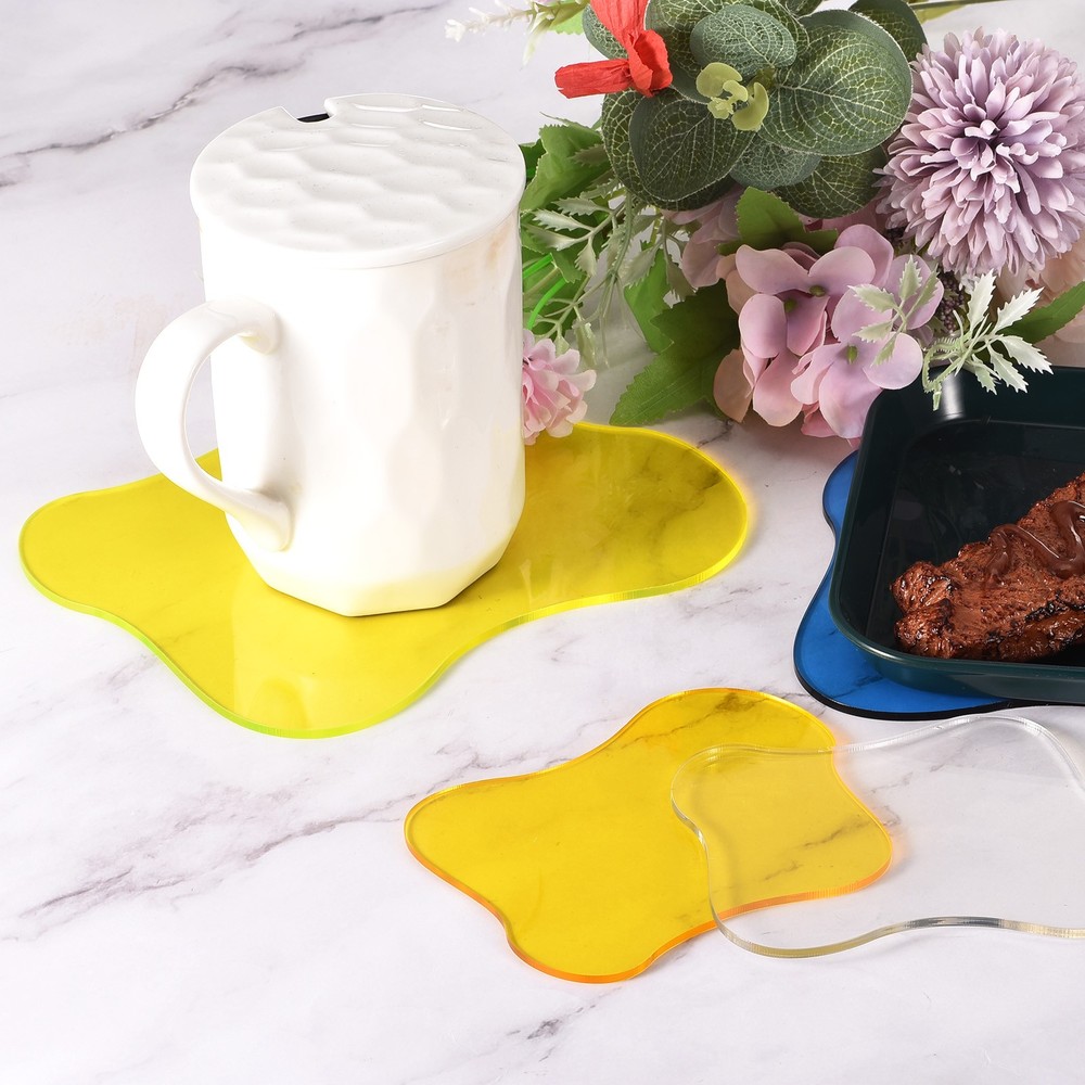 2pcs Acrylic Irregular Coasters, Cloud Shape Cup Mat Coffee Mug Pad Clear