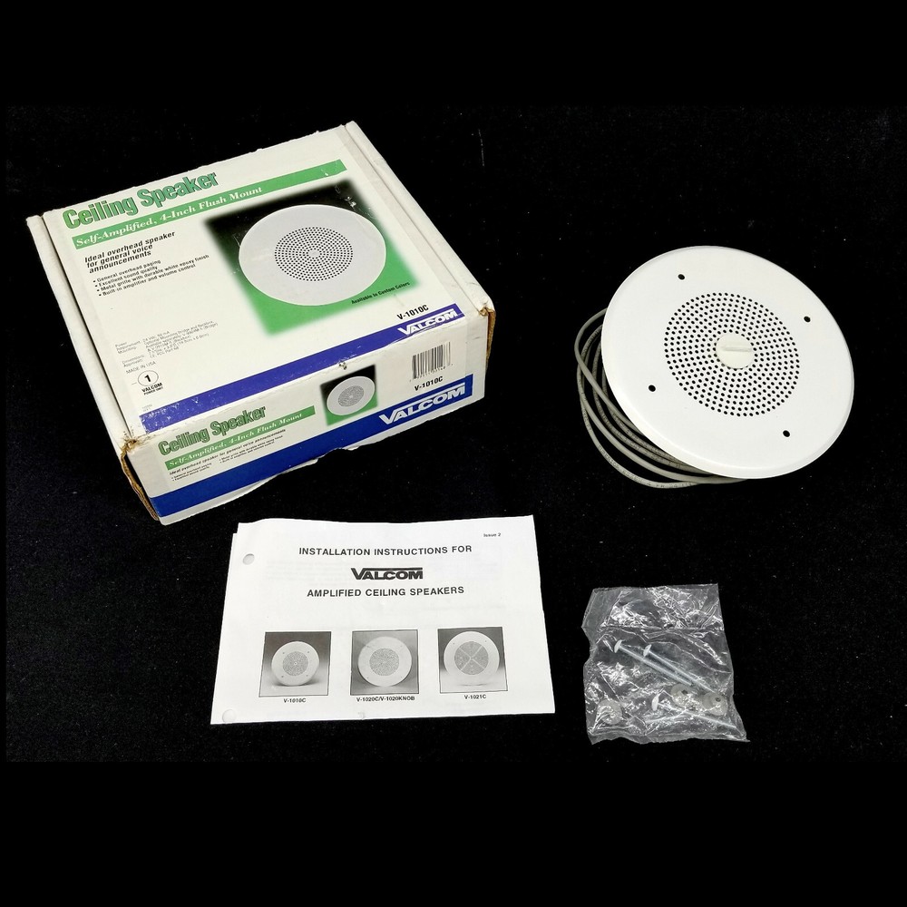 NEW! ~ Valcom V-1010C 4" Self Amplified Flush Mount Ceiling Speaker