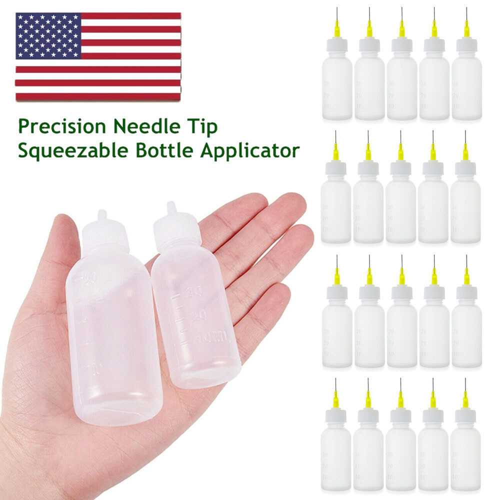 20PCS 30ml Quality Empty Needle Tip Squeezable LDPE Plastic Bottles - WHITE CAP