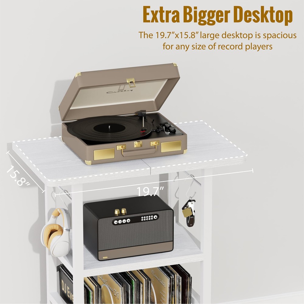 Display Your Vinyl Collection While Playing - Record Player Stand With Storage