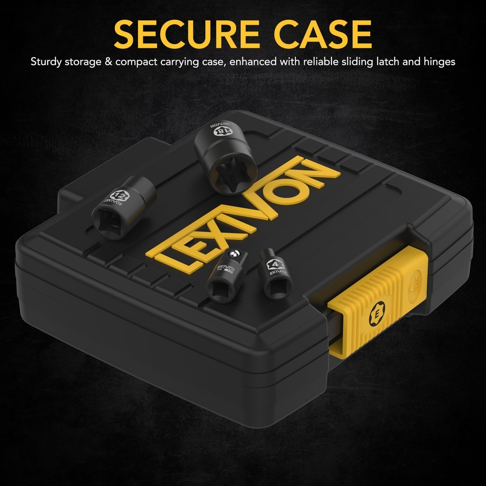 LEXIVON E-TORX Socket Set, Chrome Vanadium Set E4 - E20, Black