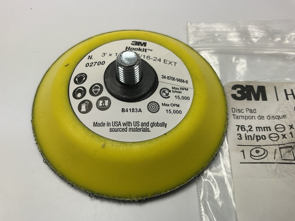 3M 02700 Hookit Disc Pad 3" For DA Sander (5/16-24 Thread)