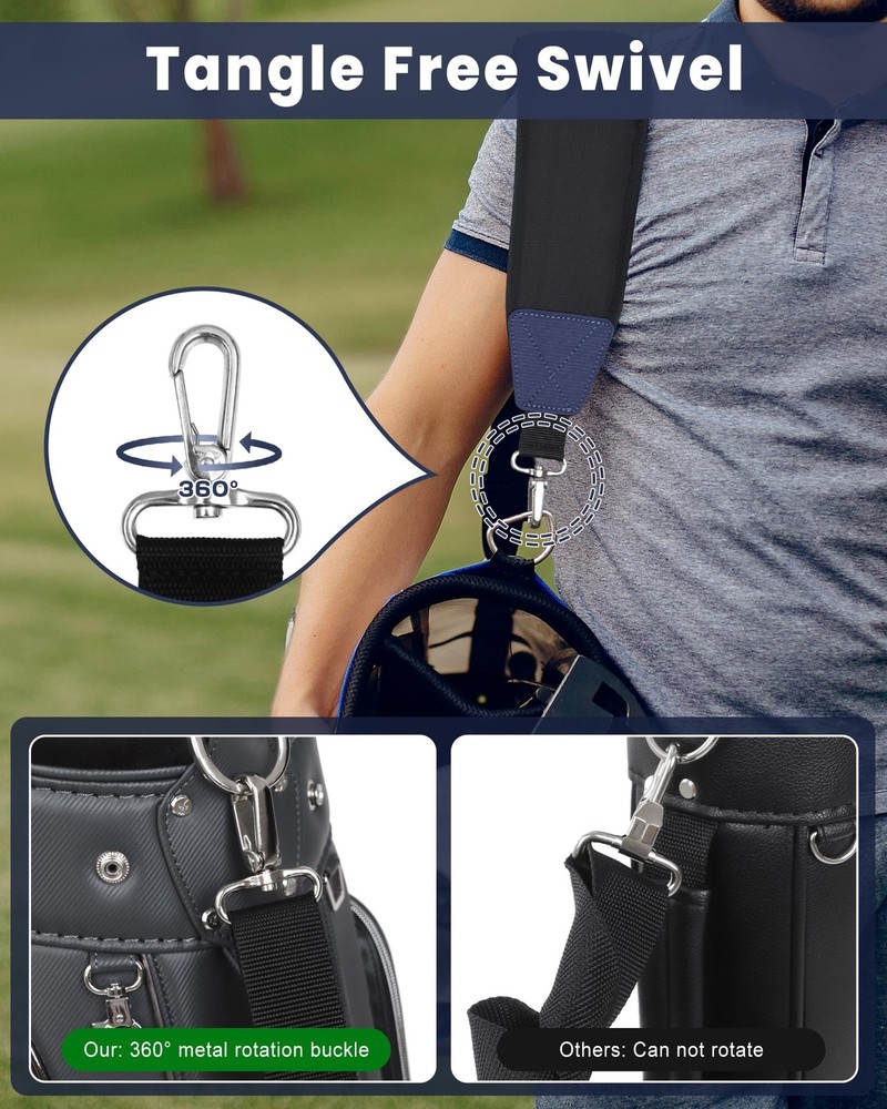 BIG TEETH Golf Bag Strap Single Padded Shoulder Strap Adjustable Thick Pad St...