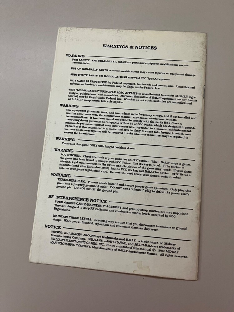 Mousin Around Pinball Operator Handbook