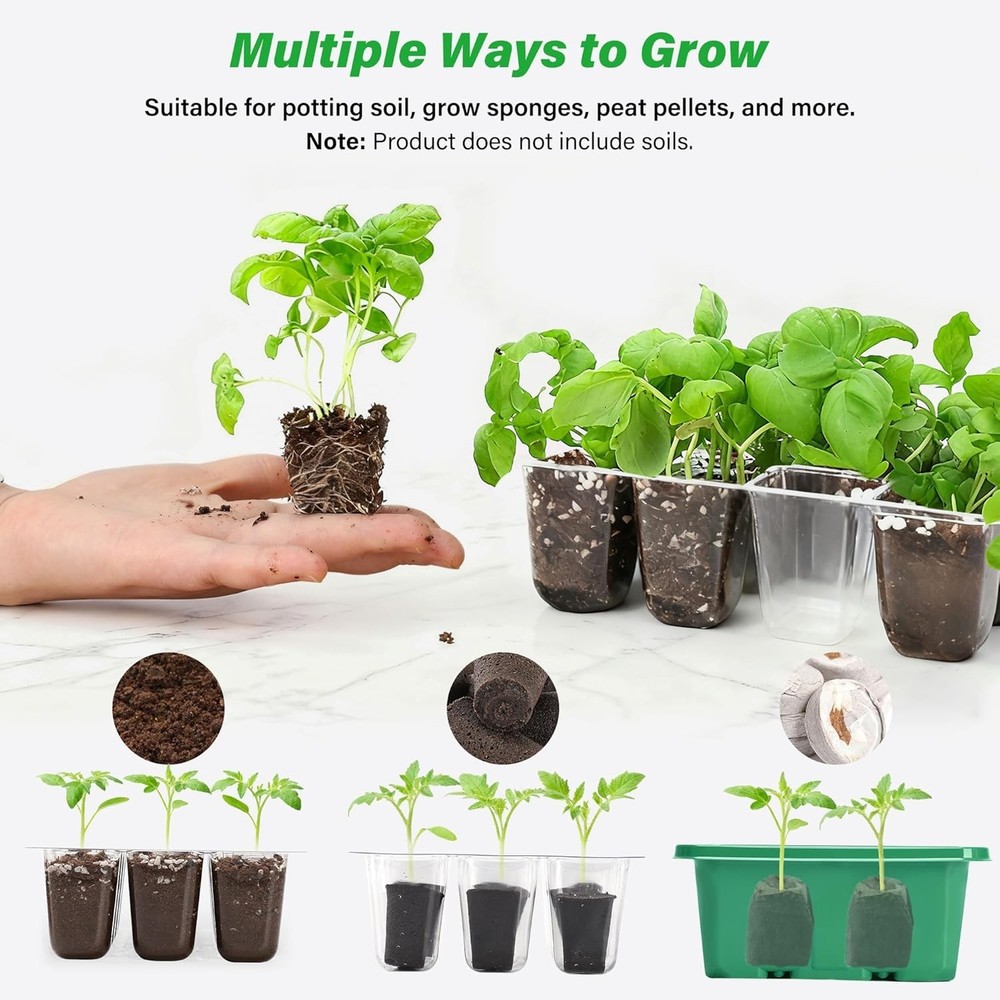 Complete Indoor Greenhouse Solution: 5-Pack Seed Starter Trays with Labels