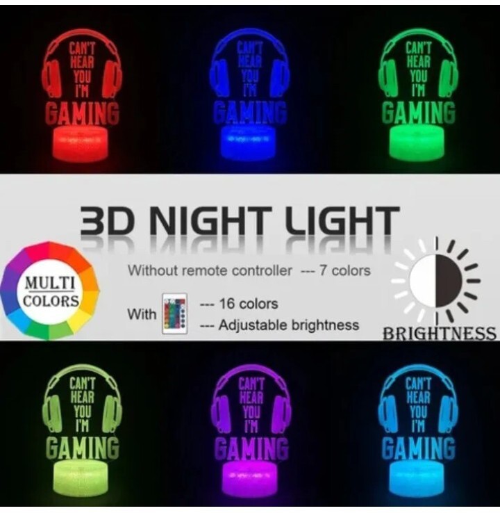 Led 3D 16 color Change Gaming Night light With Remote