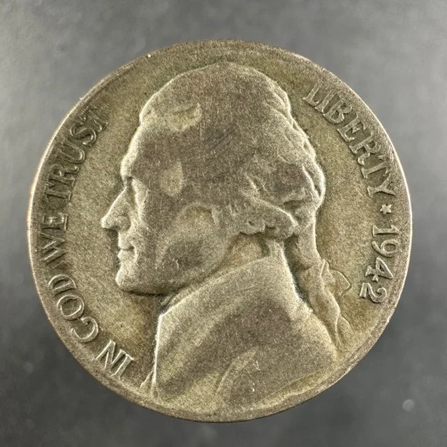 1942 P War Nickel Silver Bold Design