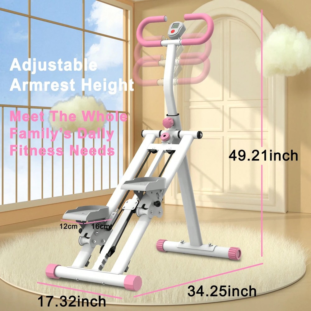 Foldable Vertical Climber Exercise Machine Home Gym Stepper Cardio Workout Pink