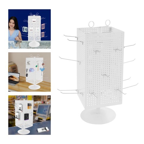 Display Stand, Perforated Panel Display Stand, 4-Sided Revolving Display Stand