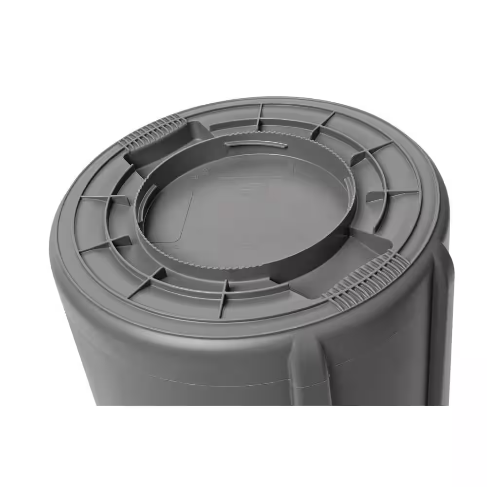 Brute 10 Gal. Gray Plastic round Trash Can